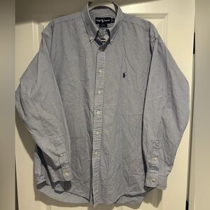 Mens Ralph Lauren Blaire shirt Large Button Down Collar Blue and White Striped